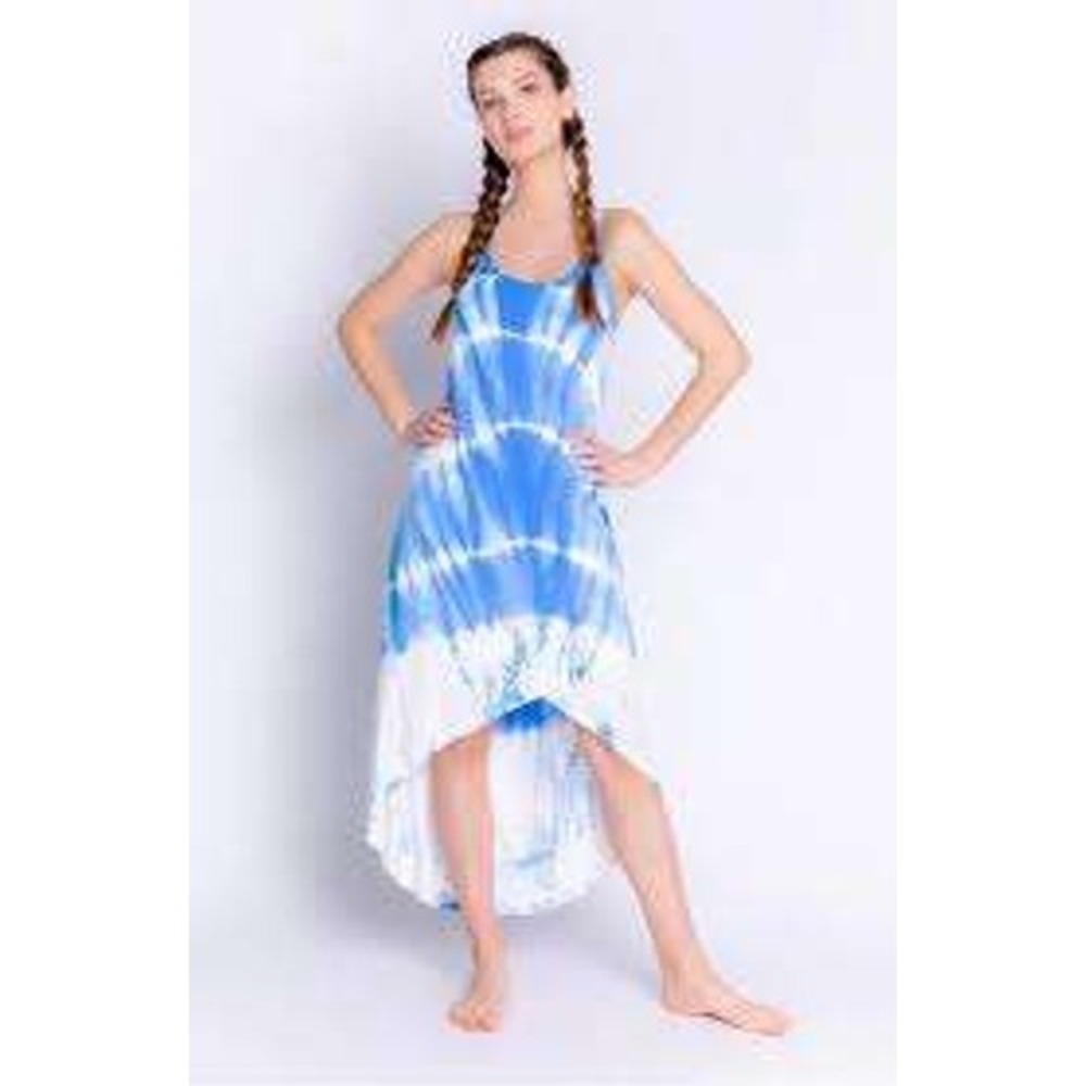 PJ Salvage Sail Away Nightgown Tie Dye Maxi Dress L Blue White Bamboo Blend NWT